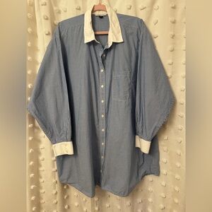 American Eagle Outfitters Blue Striped Button-Up Shirt
